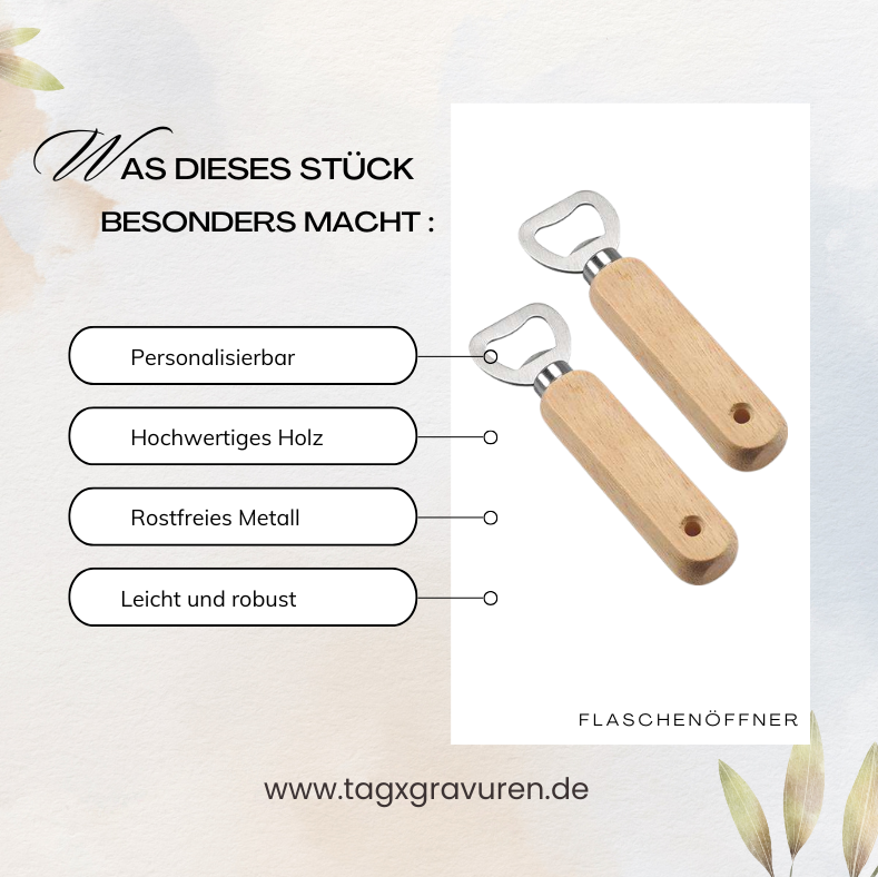 Holz-Flaschenöffner mit individueller Gravur