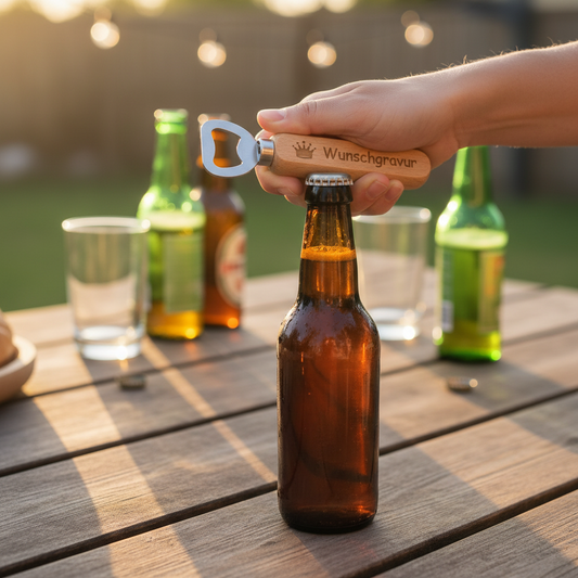 Holz-Flaschenöffner mit individueller Gravur