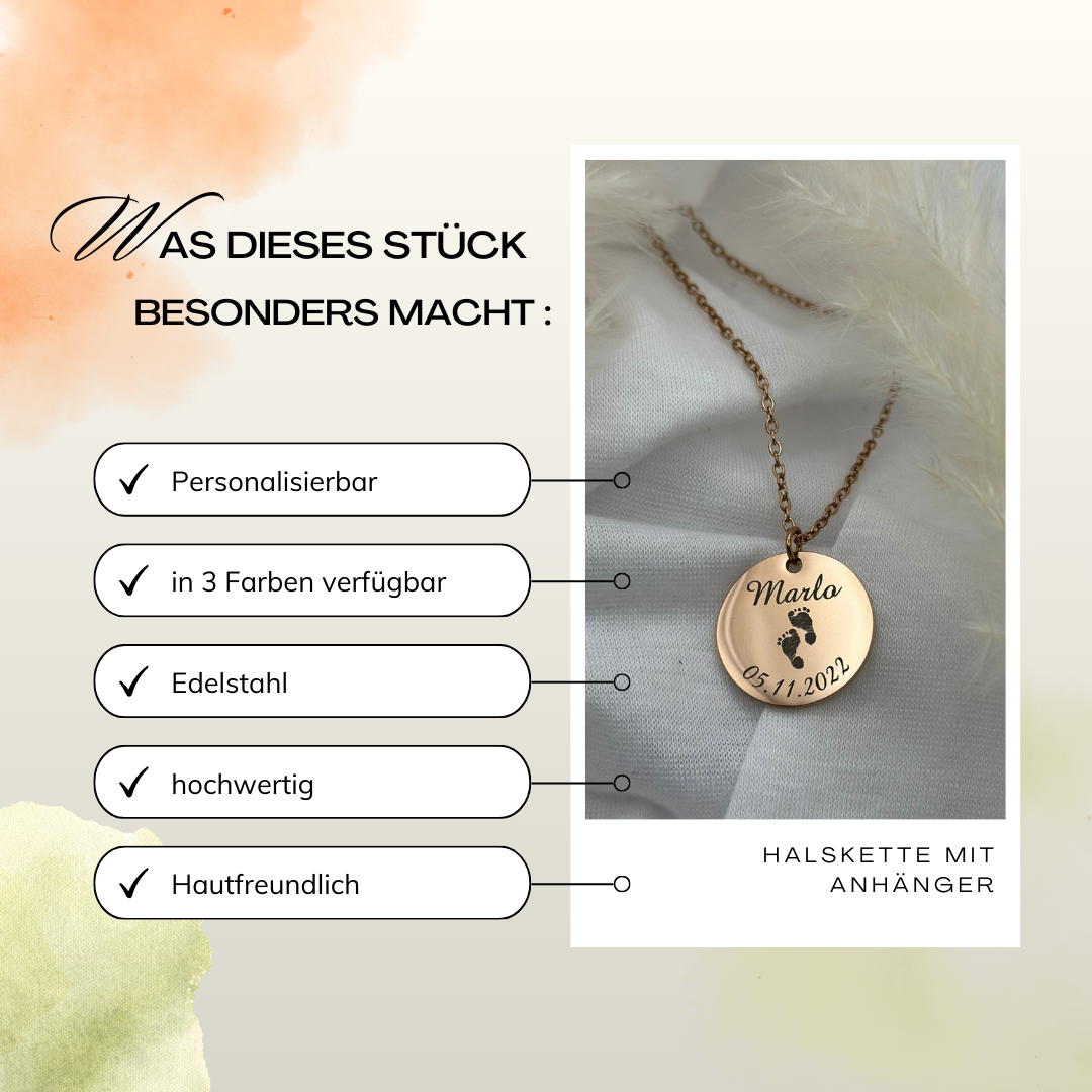 Geburts-Halskette aus Edelstahl – Münzanhänger