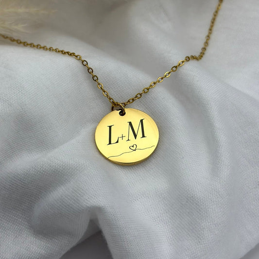 Personalisierte Edelstahl Halskette mit gravierbarem 20 mm Münzanhänger