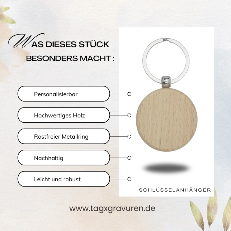 Personalisierter Holz-Schlüsselanhänger für Katzenliebhaber