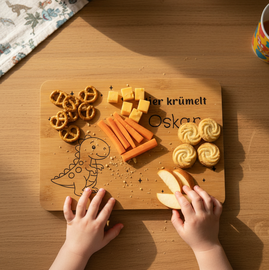 Personalisiertes Bambus-Vesperbrett für Kinder | Mit Namen graviert