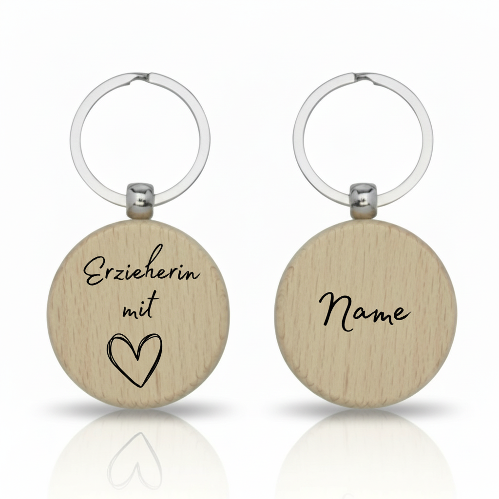 Personalisierter Holz-Schlüsselanhänger für Erzieherinnen und Erzieher