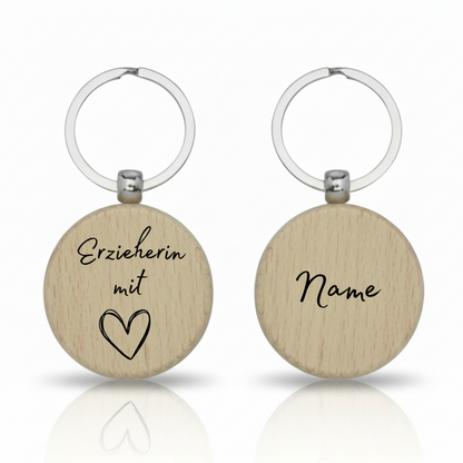 Personalisierter Holz-Schlüsselanhänger für Erzieherinnen und Erzieher