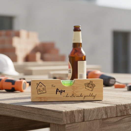 Wasserwaage mit Flaschenöffner, Geschenk für Männer