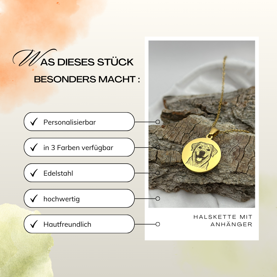 Haustier Foto-Gravur Halskette (mit Namensoption)