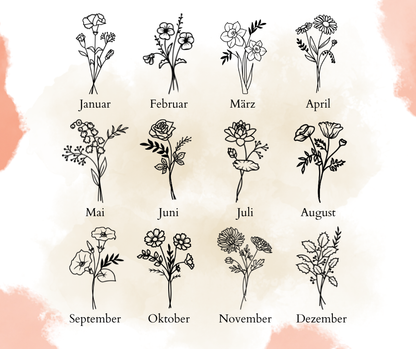 Personalisierte Halskette – Geburtsblume & Geburtsstein