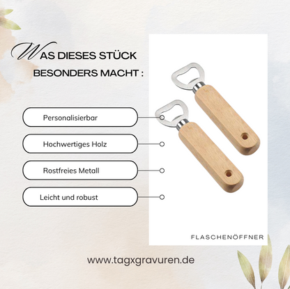 Holz-Flaschenöffner mit individueller Gravur