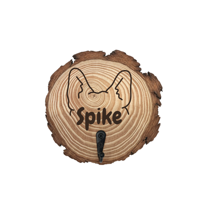 Hundeleinen-Halter aus Holzscheibe mit Name & Motiv