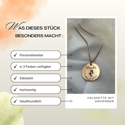 Geburts-Halskette aus Edelstahl – Münzanhänger