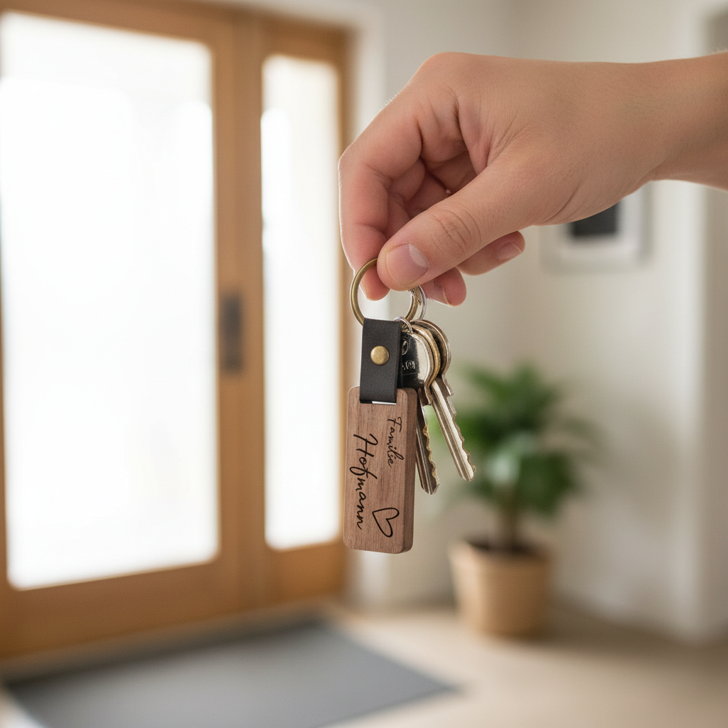 Personalisierter Walnussholz-Schlüsselanhänger – Familie & Nachname