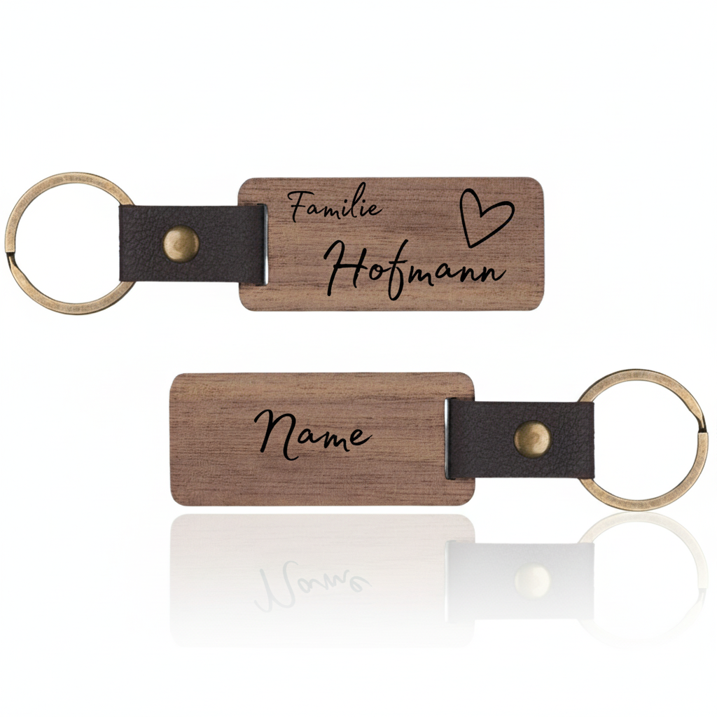 Personalisierter Walnussholz-Schlüsselanhänger – Familie & Nachname