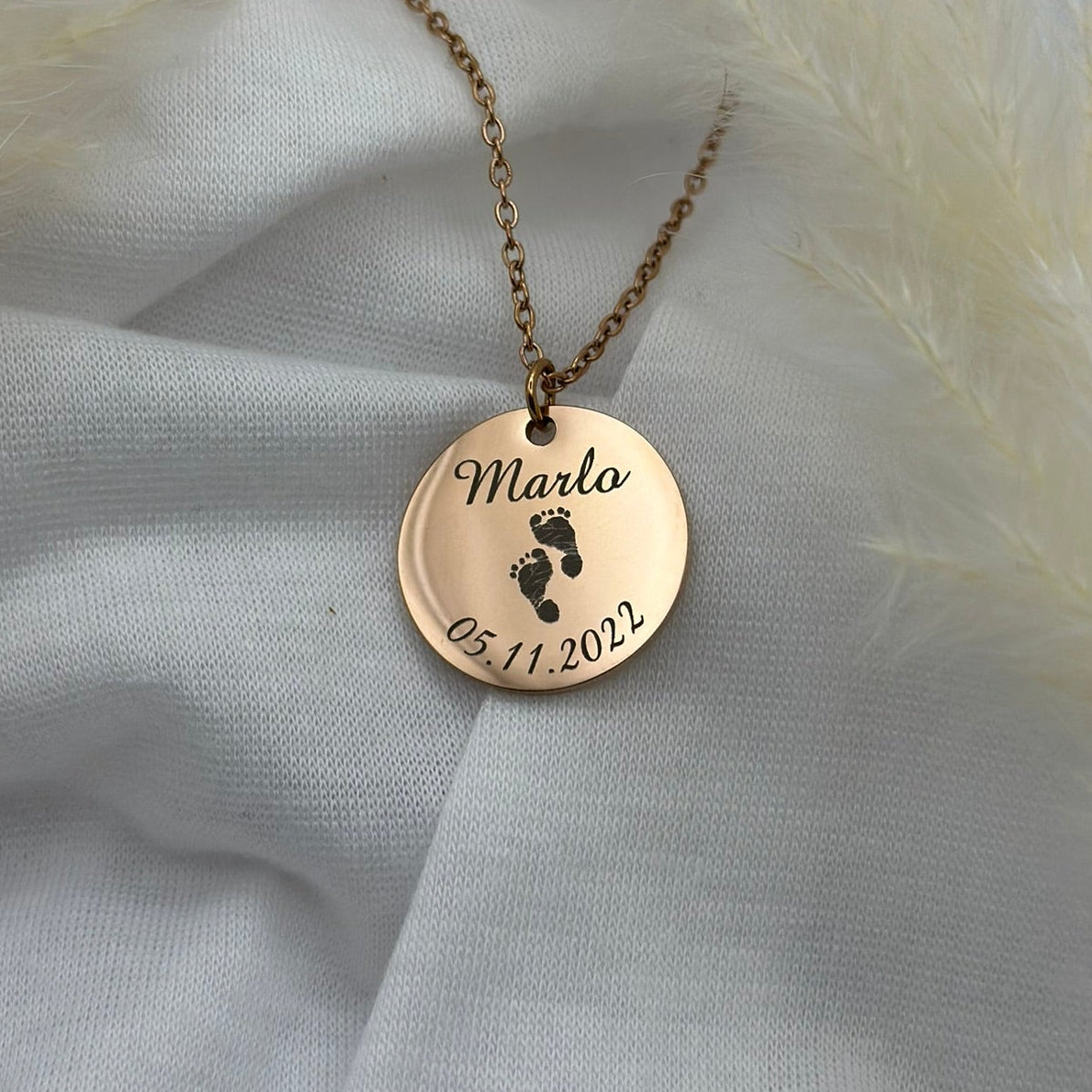 Geburts-Halskette aus Edelstahl – Münzanhänger