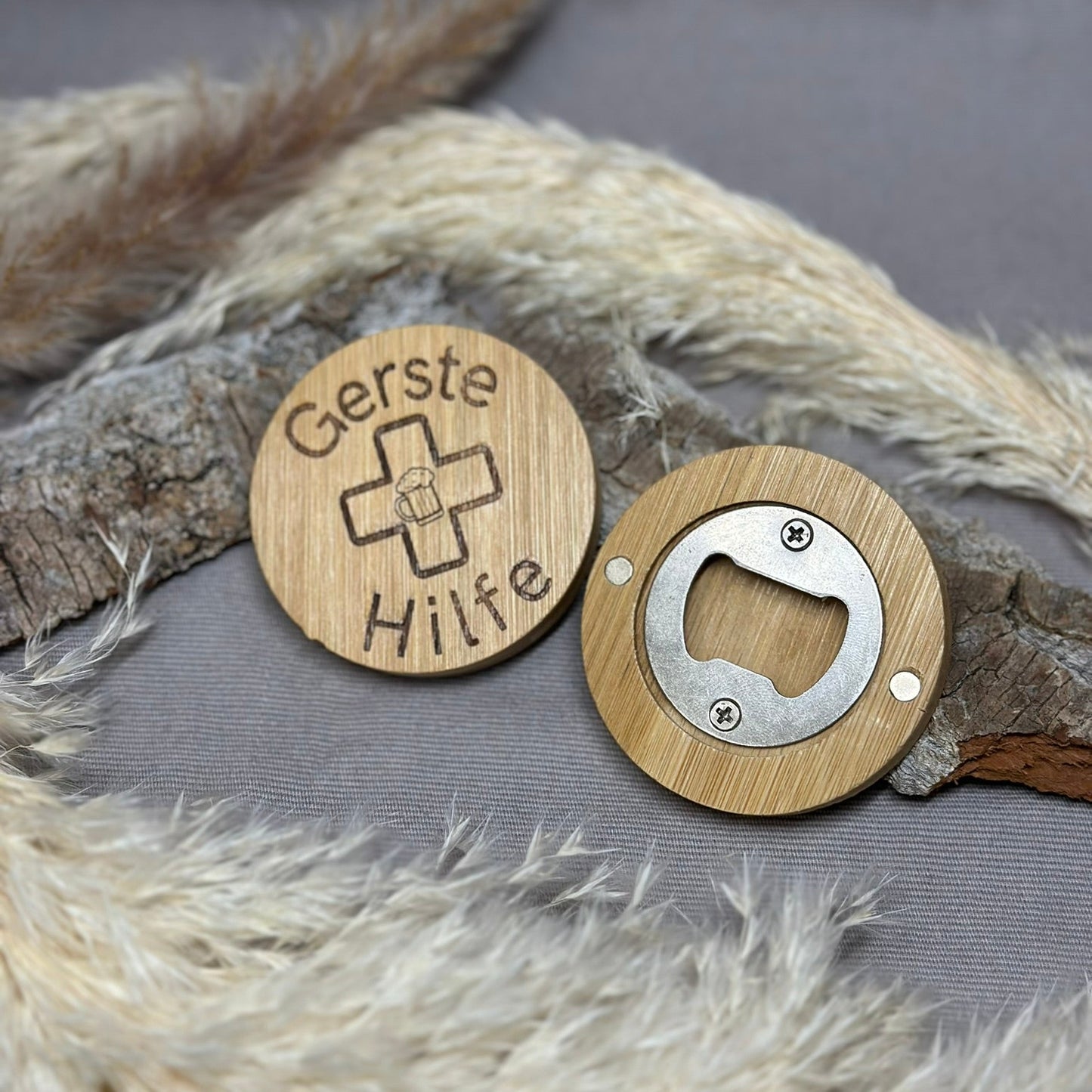 Bambus-Flaschenöffner mit Magnet – Graviert