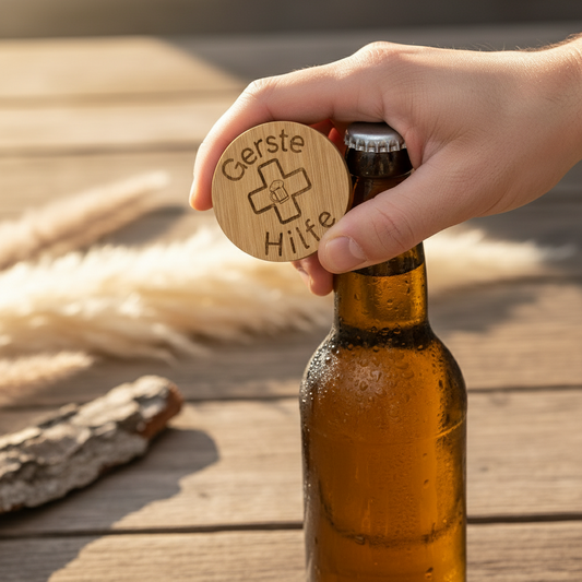 Bambus-Flaschenöffner mit Magnet – Graviert