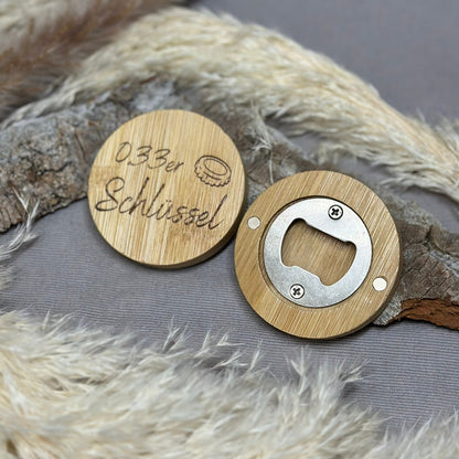 Bambus-Flaschenöffner mit Magnet – Graviert