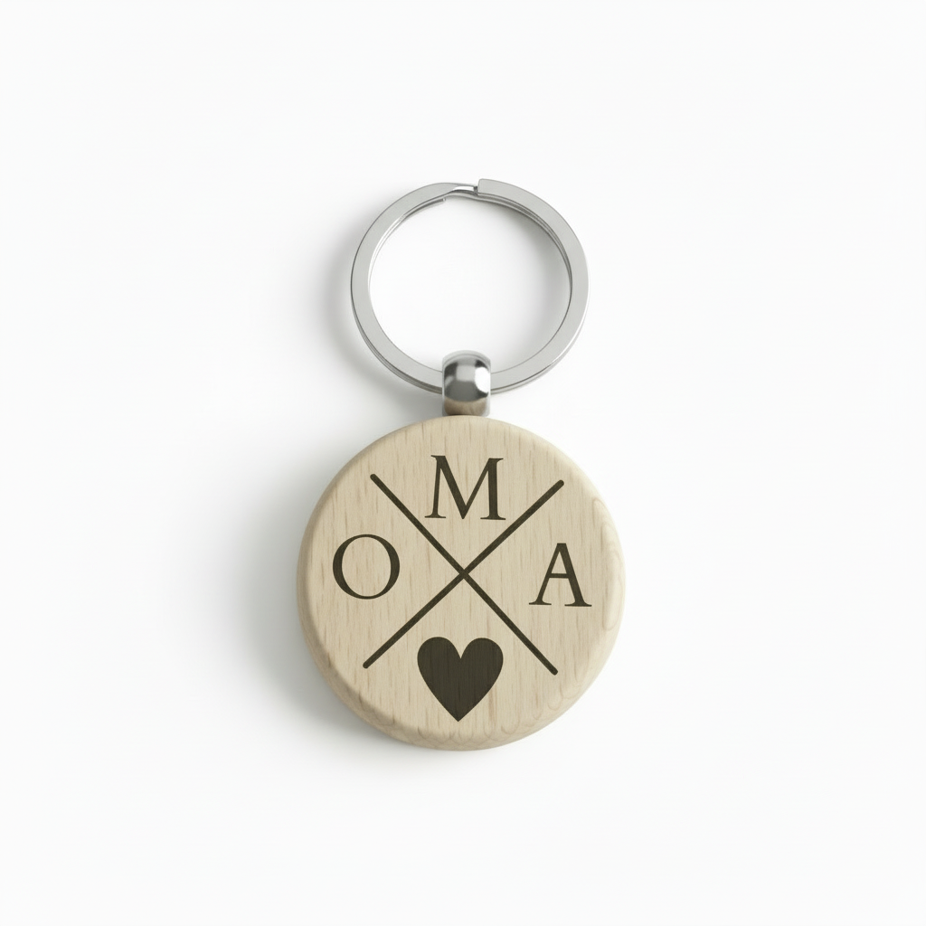 Holz Schlüsselanhänger mit Gravur – Geschenk für Oma & Opa