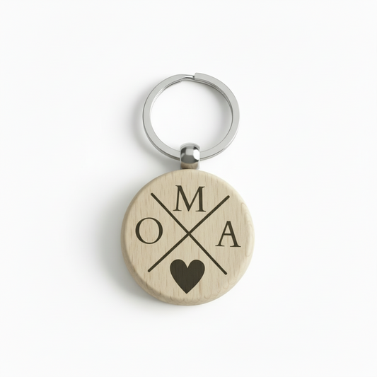 Holz Schlüsselanhänger mit Gravur – Geschenk für Oma & Opa