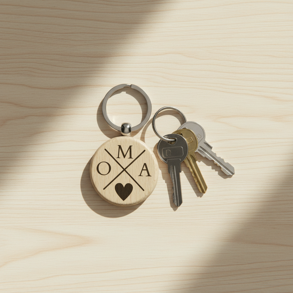 Holz Schlüsselanhänger mit Gravur – Geschenk für Oma & Opa