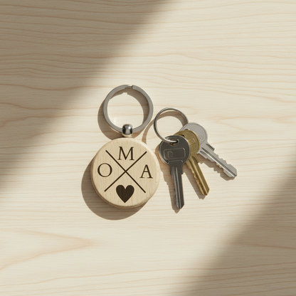 Holz Schlüsselanhänger mit Gravur – Geschenk für Oma & Opa