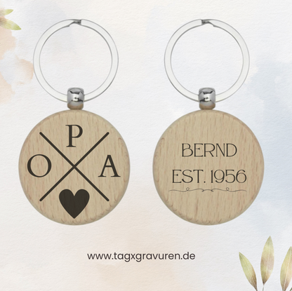 Holz Schlüsselanhänger mit Gravur – Geschenk für Oma & Opa