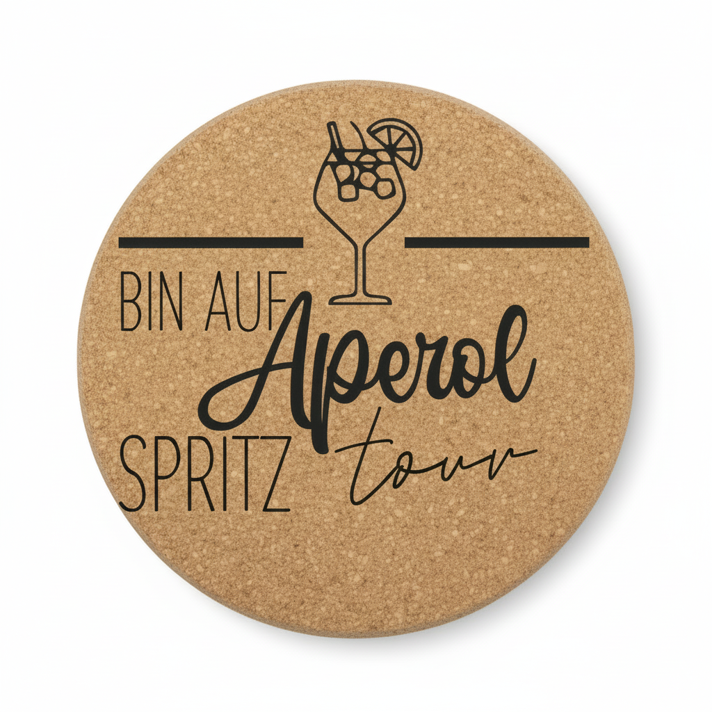 Runde Kork-Untersetzer – Personalisiert für Aperol-Liebhaber