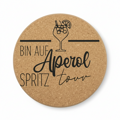 Runde Kork-Untersetzer – Personalisiert für Aperol-Liebhaber