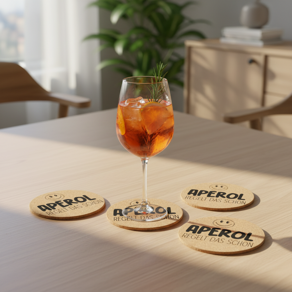 Runde Kork-Untersetzer – Personalisiert für Aperol-Liebhaber