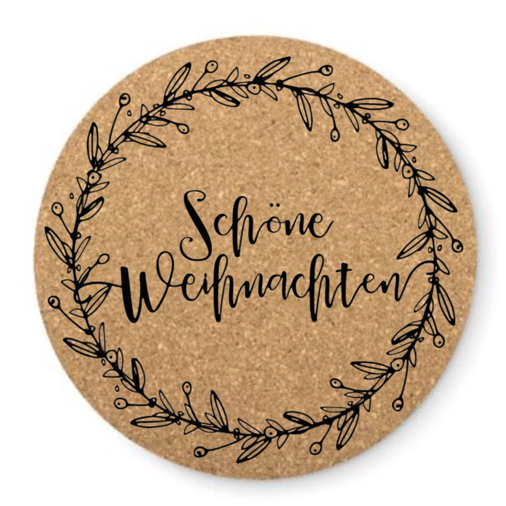 Runde Kork-Untersetzer – Personalisierbare Weihnachtsmotive