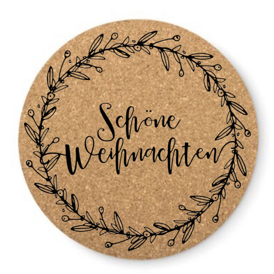 Runde Kork-Untersetzer – Personalisierbare Weihnachtsmotive