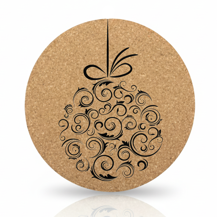 Runde Kork-Untersetzer – Personalisierbare Weihnachtsmotive
