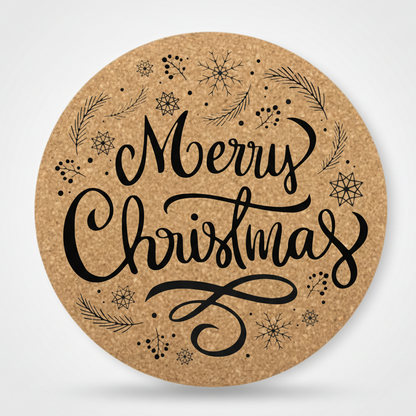 Runde Kork-Untersetzer – Personalisierbare Weihnachtsmotive