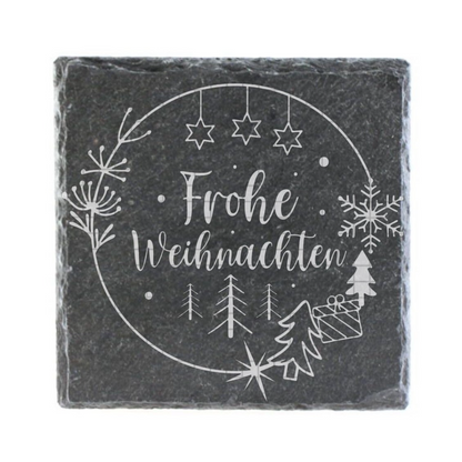 Schiefer-Untersetzer – Personalisierbare Weihnachtsmotive