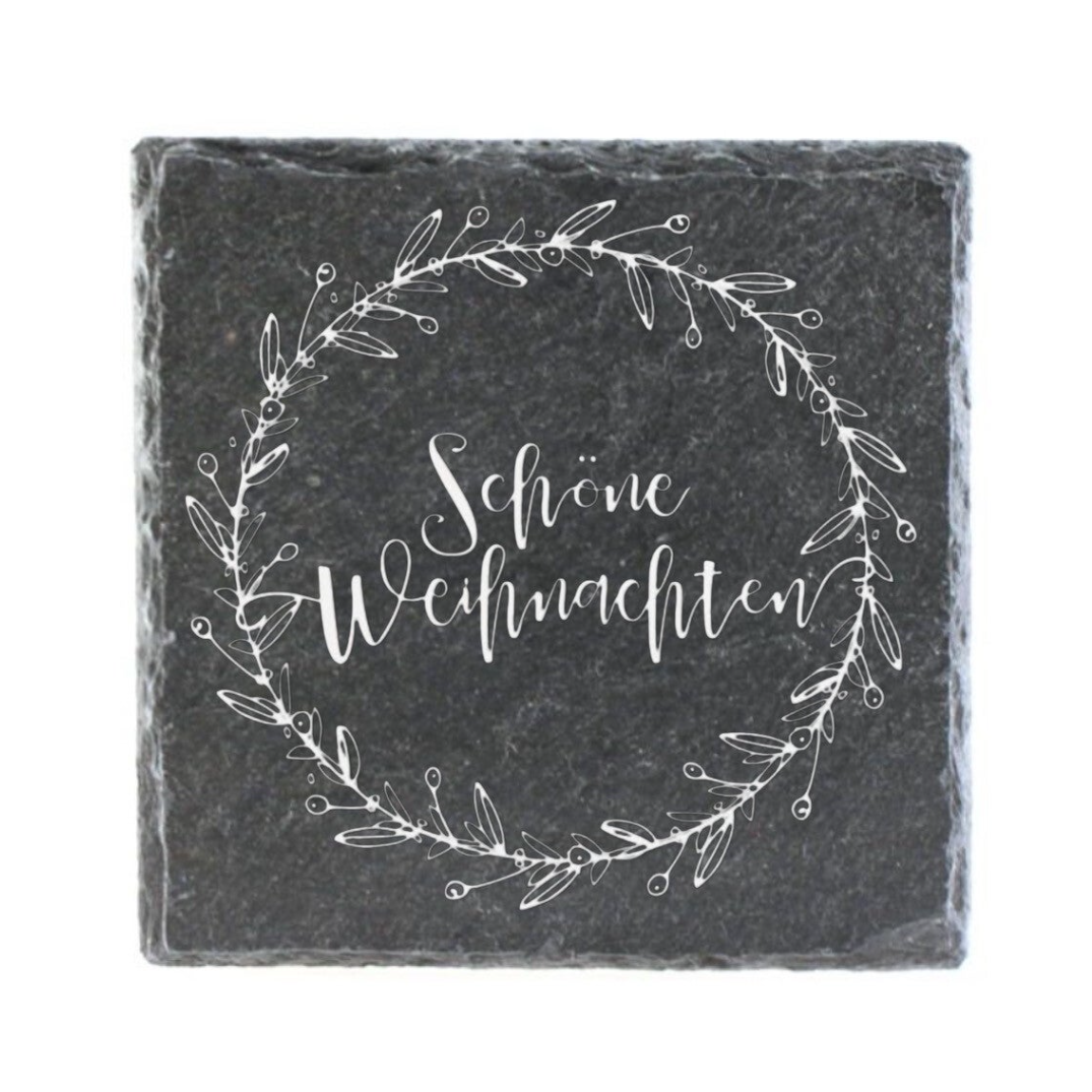 Schiefer-Untersetzer – Personalisierbare Weihnachtsmotive
