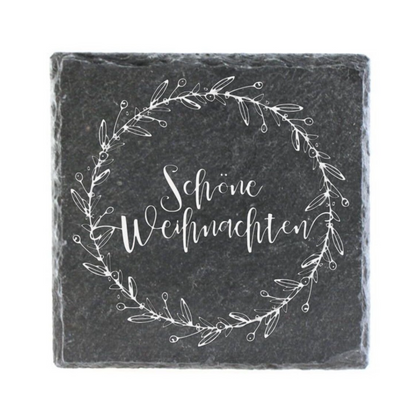 Schiefer-Untersetzer – Personalisierbare Weihnachtsmotive