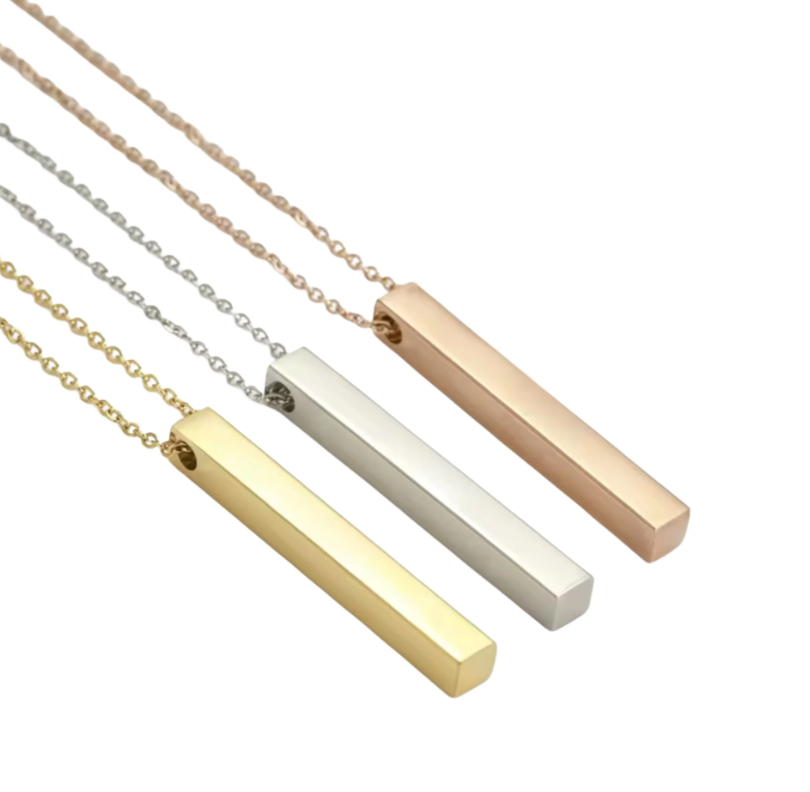 Elegante Edelstahl Halskette mit personalisierbarem Barrenanhänger