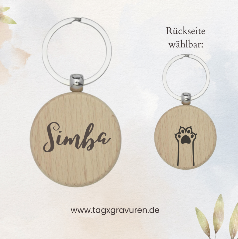 Personalisierter Holz-Schlüsselanhänger für Katzenliebhaber