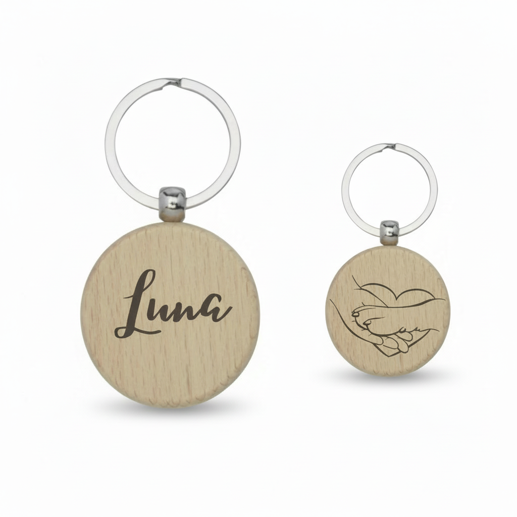 Personalisierter Holz-Schlüsselanhänger mit Hundename