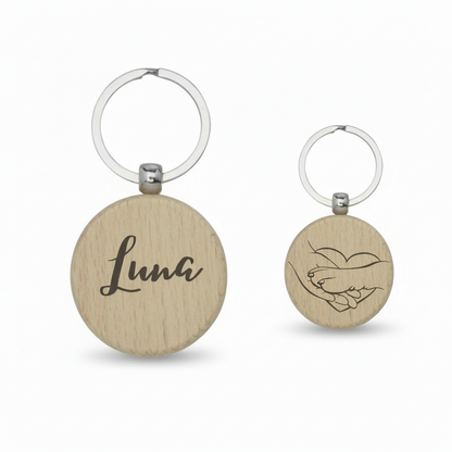 Personalisierter Holz-Schlüsselanhänger mit Hundename