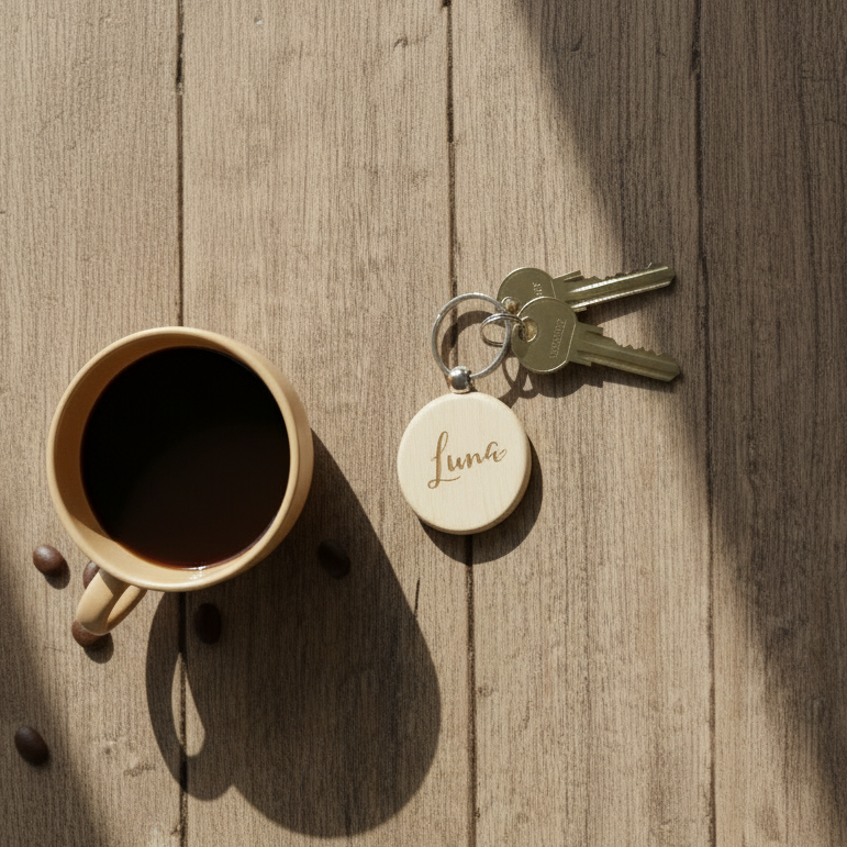 Personalisierter Holz-Schlüsselanhänger mit Hundename