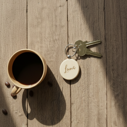 Personalisierter Holz-Schlüsselanhänger mit Hundename